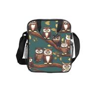 JIUTY Many Owls On Tree Branches Print Clear Lunch Sack See Through PVC Bag with Crossbody Strap Top Handles Clean Utility