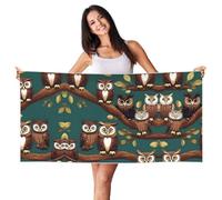 JIUTY Many Owls On Tree Branches Printing 1 Pcs Peach Skin Velvet Quick Dry Lightweight Print Beach Towel For Beach,Gym,Outdoor,Indoor