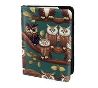 JIUTY Many Owls On Tree Branches Printing Passport Holder for Women Men,Cowhide Passport Travel Wallet, Travel Document Cover Accessories