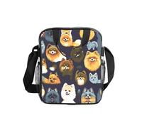 JIUTY Many Pomeranians Pattern Print Clear Lunch Sack See Through PVC Bag with Crossbody Strap Top Handles Clean Utility