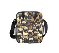 JIUTY Many Pug Dog Print Clear Lunch Sack See Through PVC Bag with Crossbody Strap Top Handles Clean Utility