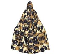 JIUTY Many Pug Dog Printing Masquerade,Adult Economic Hooded Cloak 57.8 Inches Long, Perfect For Halloween Parties,Dances