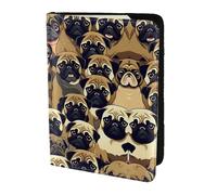 JIUTY Many Pug Dog Printing Passport Holder for Women Men,Cowhide Passport Travel Wallet, Travel Document Cover Accessories