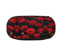 JIUTY Many Red Rose Cute Aesthetic Big Capacity Zipper Pencil Cases Pen,Portable Office Desk Organizer for Adults