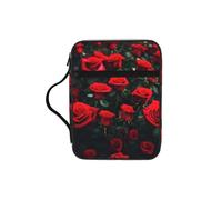 JIUTY Many red Rose Print Printed Bible Tote Bag with Sturdy Handle Protective Carrying Case for Church Worship & Pilgrimage