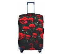 JIUTY Many Red Rose Print Printing Large Suitcase Cover, Stretchable Suitcase Cover with Double-Sided Print, Keeps Luggage Closed