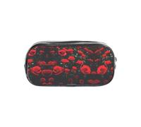 JIUTY Many red Rose Print Stylish Clear Pen Case with Smooth Zipper, Multi-Purpose Stationery Bag for School & Office