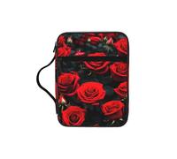 JIUTY Many red Rose Printed Bible Tote Bag with Sturdy Handle Protective Carrying Case for Church Worship & Pilgrimage
