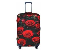 JIUTY Many Red Rose Printing Large Suitcase Cover, Stretchable Suitcase Cover with Double-Sided Print, Keeps Luggage Closed