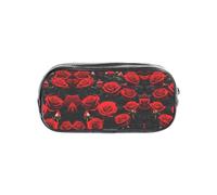 JIUTY Many red Rose Stylish Clear Pen Case with Smooth Zipper, Multi-Purpose Stationery Bag for School & Office