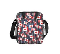 JIUTY Many Small Canadian Flags Print Clear Lunch Sack See Through PVC Bag with Crossbody Strap Top Handles Clean Utility