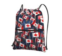 JIUTY many small canadian flags Print Zipper Closure Backpack, Drawstring Shoulder Bag, Compact Light for Workout and Sessions