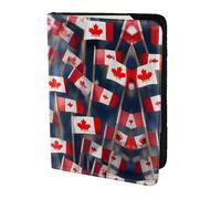 JIUTY Many Small Canadian Flags Printing Passport Holder for Women Men,Cowhide Passport Travel Wallet, Travel Document Cover Accessories