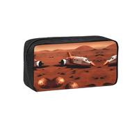 JIUTY Mars Planet Printed Stationery Organizer Large Pencil Bag Smooth Zip Polyester Pouch for Teens School Work Trips