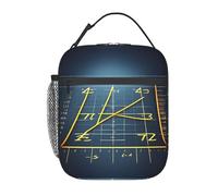 JIUTY Math Formula Yellow Print Thermal Lunch Tote, Insulated Lunch Bag, Portable Cooler Bag with Secure Closure Carry