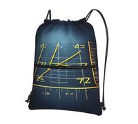 JIUTY Math Formula yellow Print Zipper Closure Backpack, Drawstring Shoulder Bag, Compact Light for Workout and Sessions