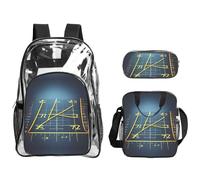 JIUTY Math Formula Yellow Printed Backpack Set 3 In 1 Clear Bag Set For School Work Stadium Events And Daily Carry
