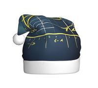 JIUTY Math Formula Yellow Printing Unisex Santa Hat For Christmas Headwear Thicken Xmas Hats Stage Halloween Community