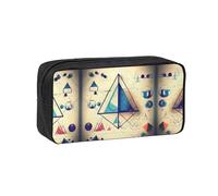 JIUTY Math Geometry G alculus Printed Stationery Organizer Large Pencil Bag Smooth Zip Polyester Pouch for Teens School Work Trips