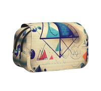 JIUTY Math Geometry Geek Calculus Printing Large Capacity Pen Pencil Case,Kids Stationery Bag with Double Layers for School,Office,College