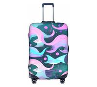 JIUTY Mermaid Pastel Pink Aqua Printing Large Suitcase Cover, Stretchable Suitcase Cover with Double-Sided Print, Keeps Luggage Closed
