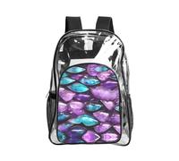 JIUTY Mermaid Pastel Pink Purple Aqua Print Clear Security Backpack Pvc School Bookbag Travel Front Pocket Side Mesh Modern Utility