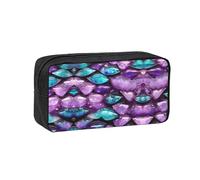 JIUTY Mermaid Pastel Pink Purple Aqua Printed Stationery Organizer Large Pencil Bag Smooth Zip Polyester Pouch for Teens School Work Trips