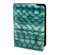 JIUTY Mermaid Teal Fish Scale Printing Passport Holder for Women Men,Cowhide Passport Travel Wallet, Travel Document Cover Accessories