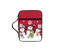 JIUTY Merry Christmas Cute Snowman Printed Bible Tote Bag with Sturdy Handle Protective Carrying Case for Church Worship & Pilgrimage
