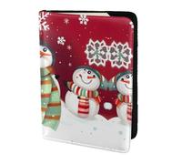 JIUTY Merry Christmas Cute Snowman Printing Passport Holder for Women Men,Cowhide Passport Travel Wallet, Travel Document Cover Accessories