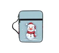 JIUTY Merry Christmas Lovely Snowman Printed Bible Tote Bag with Sturdy Handle Protective Carrying Case for Church Worship & Pilgrimage
