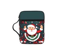 JIUTY Merry Christmas Santa Claus Printed Bible Tote Bag with Sturdy Handle Protective Carrying Case for Church Worship & Pilgrimage