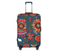JIUTY Mexican Folk Art Boho Printing Large Suitcase Cover, Stretchable Suitcase Cover with Double-Sided Print, Keeps Luggage Closed