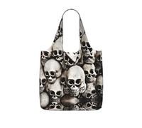 JIUTY Mexican Skull Print Foldaway Reusable Shopping Carrier 25l Polyester Tote Grocery Travel Weekend Bag Gift Pick