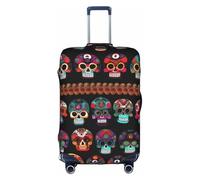 JIUTY Mexican Skull Print Printing Large Suitcase Cover, Stretchable Suitcase Cover with Double-Sided Print, Keeps Luggage Closed