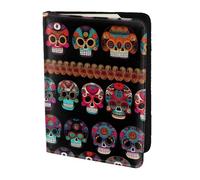 JIUTY Mexican Skull Print Printing Passport Holder for Women Men,Cowhide Passport Travel Wallet, Travel Document Cover Accessories