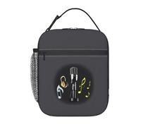 JIUTY Microphone with Music Notes Print Thermal Lunch Tote, Insulated Lunch Bag, Portable Cooler Bag with Secure Closure Carry