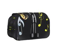 JIUTY Microphone with Music Notes Printing Large Capacity Pen Pencil Case,Kids Stationery Bag with Double Layers for School,Office,College