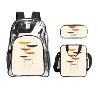 JIUTY Mid Century Modern Prints Printed Backpack Set 3 In 1 Clear Bag Set For School Work Stadium Events And Daily Carry
