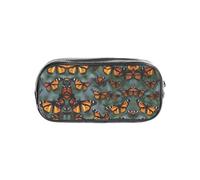 JIUTY Monarch Butterflies Stylish Clear Pen Case with Smooth Zipper, Multi-Purpose Stationery Bag for School & Office