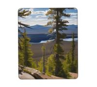 JIUTY Moose Mountain Pine Tree Print Mouse Pad With Stitched Edge Non-Slip Rubber Base Washable Mouse Pads For Computers Laptop