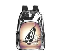 JIUTY Music Note Patterns Print Clear Security Backpack Pvc School Bookbag Travel Front Pocket Side Mesh Modern Utility