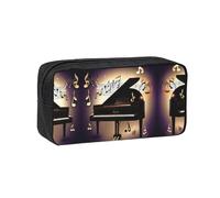 JIUTY Music Note Piano Printed Stationery Organizer Large Pencil Bag Smooth Zip Polyester Pouch for Teens School Work Trips