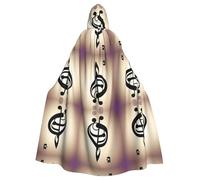 JIUTY Music Note Print Printing Masquerade,Adult Economic Hooded Cloak 57.8 Inches Long, Perfect For Halloween Parties,Dances