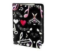 JIUTY Music Symbols Lovely Printing Passport Holder for Women Men,Cowhide Passport Travel Wallet, Travel Document Cover Accessories