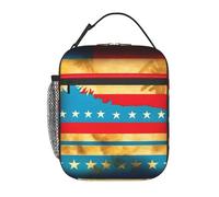JIUTY Native Hawaiian Flag Print Thermal Lunch Tote, Insulated Lunch Bag, Portable Cooler Bag with Secure Closure Carry