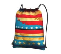 JIUTY Native Hawaiian Flag Print Zipper Closure Backpack, Drawstring Shoulder Bag, Compact Light for Workout and Sessions