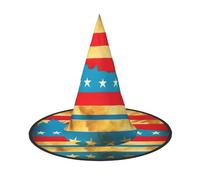 JIUTY Native Hawaiian Flag Printing 2 Piece Cosplay Witch Cap Halloween Parties Hat, Witch Costume Accessory For Halloween Party