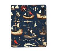 JIUTY Nautical Sailing Pirate Mouse Pad With Stitched Edge Non-Slip Rubber Base Washable Mouse Pads For Computers Laptop