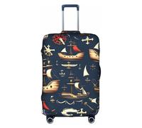 JIUTY Nautical Sailing Pirate Printing Large Suitcase Cover, Stretchable Suitcase Cover with Double-Sided Print, Keeps Luggage Closed